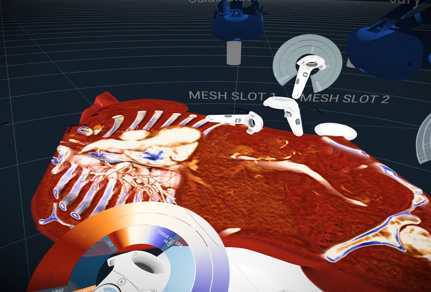 The DICOM viewer and Human Anatomy viewer for Virtual Reality VR: online Collaboration in Virtual Space VR on DICOM files and 3D .OBJ files.