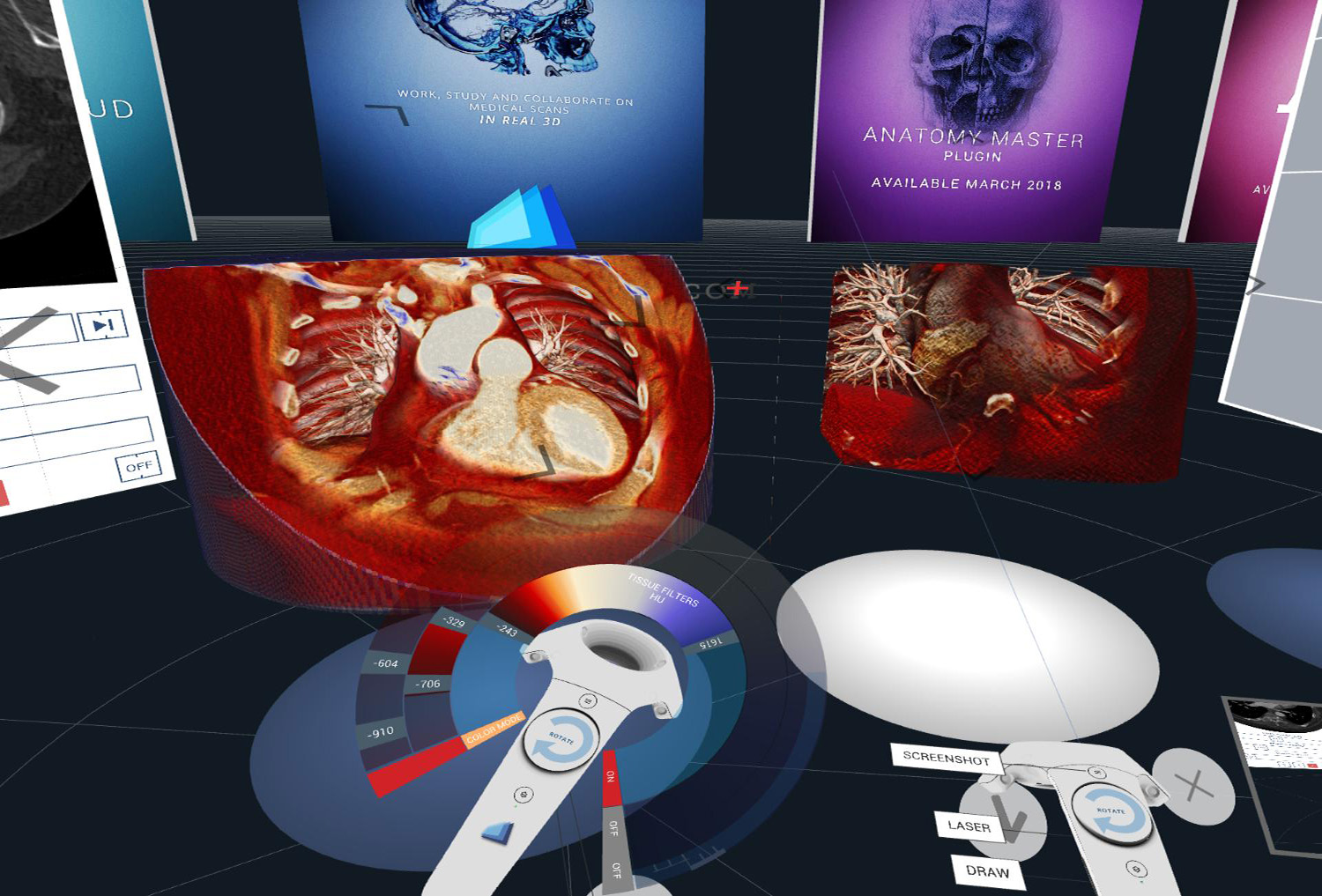 The Medical and Human Anatomy DICOM viewer for Virtual Reality VR</strong>: load and compare up to 3 Human Anatomy DICOM files/studies at the same time, work on them in realtime and in real 3D Virtual Space. Collaborate online with other users, export and share your work